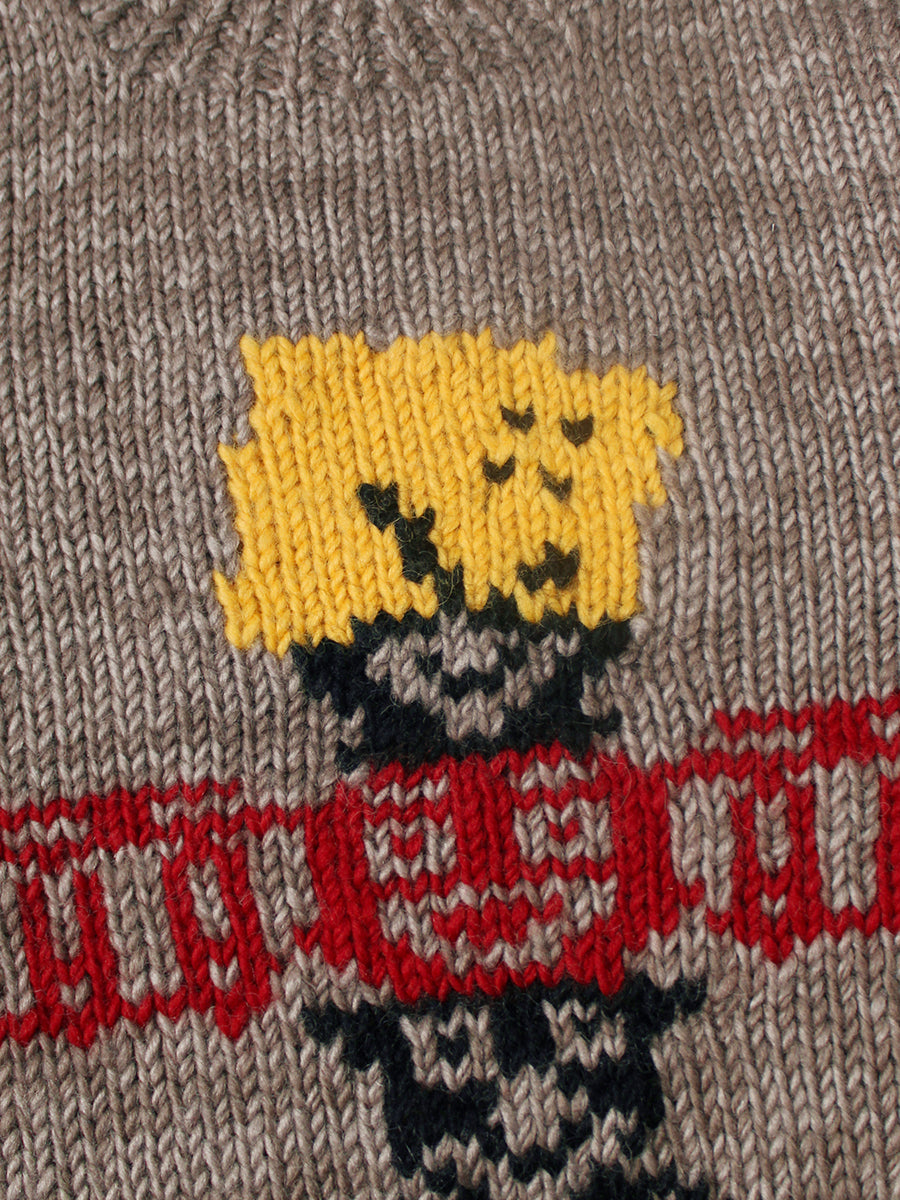 Hand-knit PECKISH totem pole Couching curl...