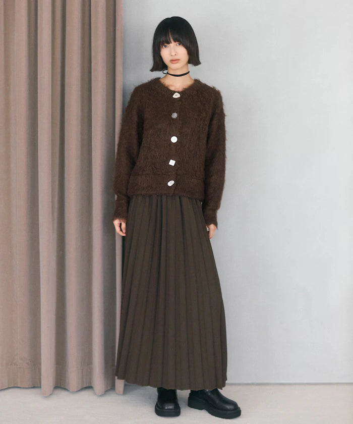Variation Button Shaggy Knit Cardigan