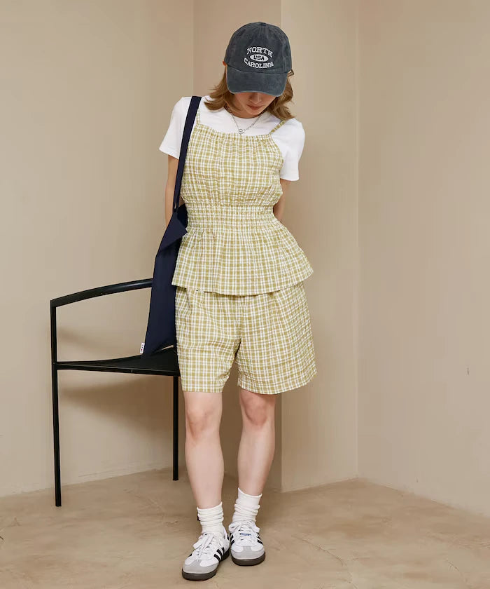 Shearling camisole x short pants set limited edition