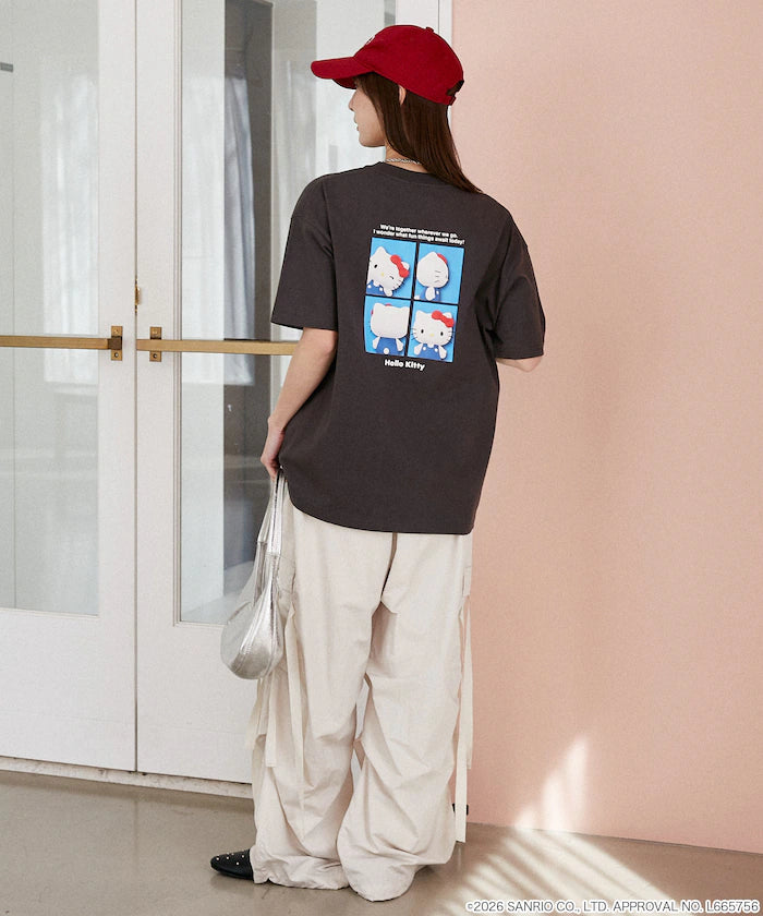 "HELLO KITTY" ID Photo style back print T-shirt limited edition