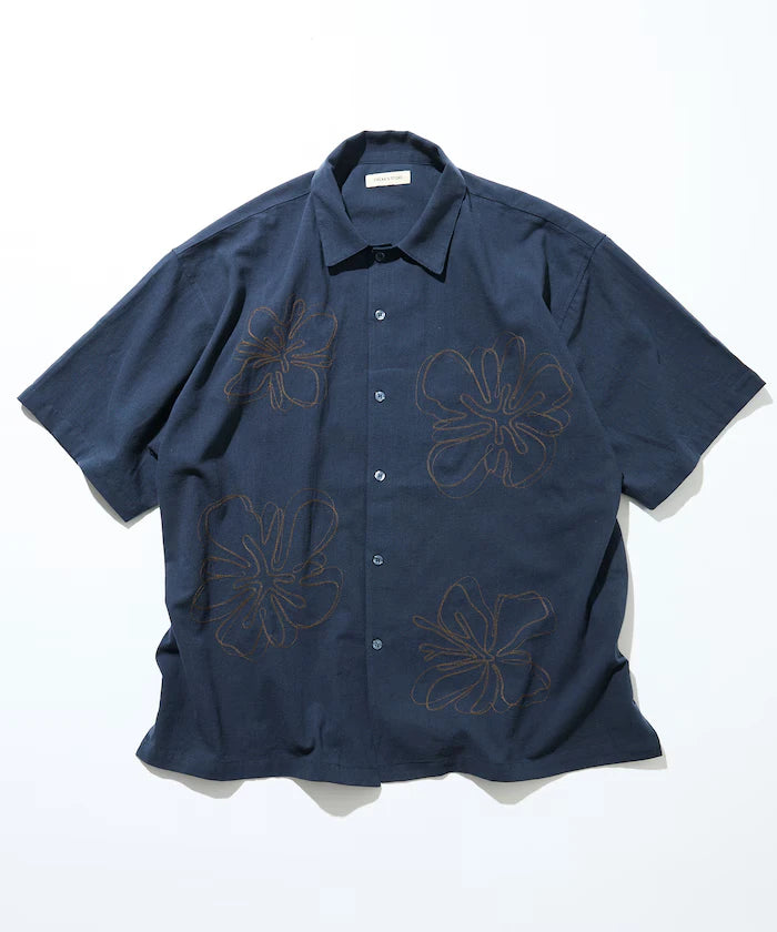 Relaxed Fit Floral Embroidered Short Sleeve Open Collar Shirt [Limited Edition]