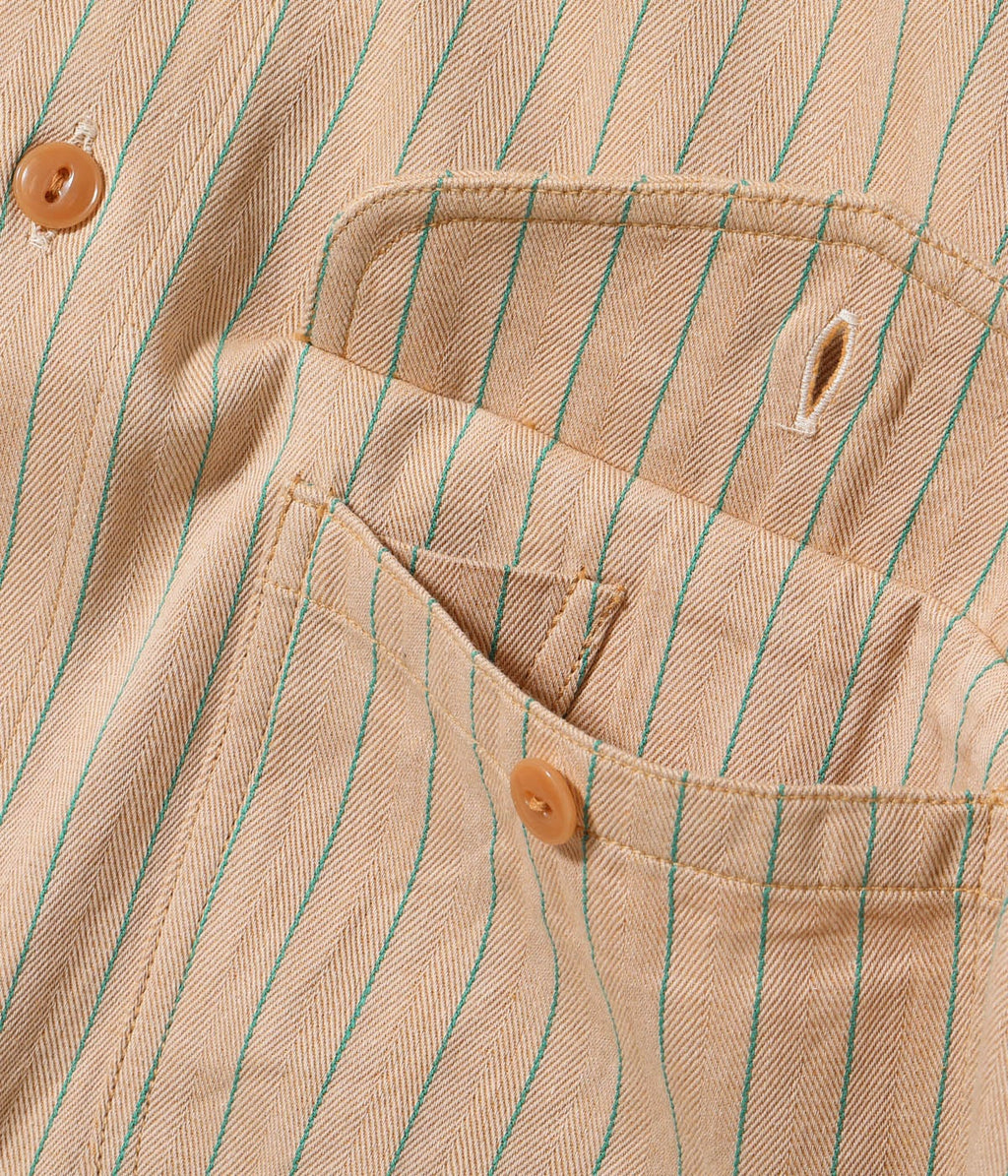 COKE STRIPE WORK SHIRT with CHAIN EMBROIDERED
