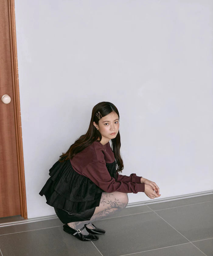 Organic Cotton Docking Frill Sweat / Relaxed Fit / Backed Sweat