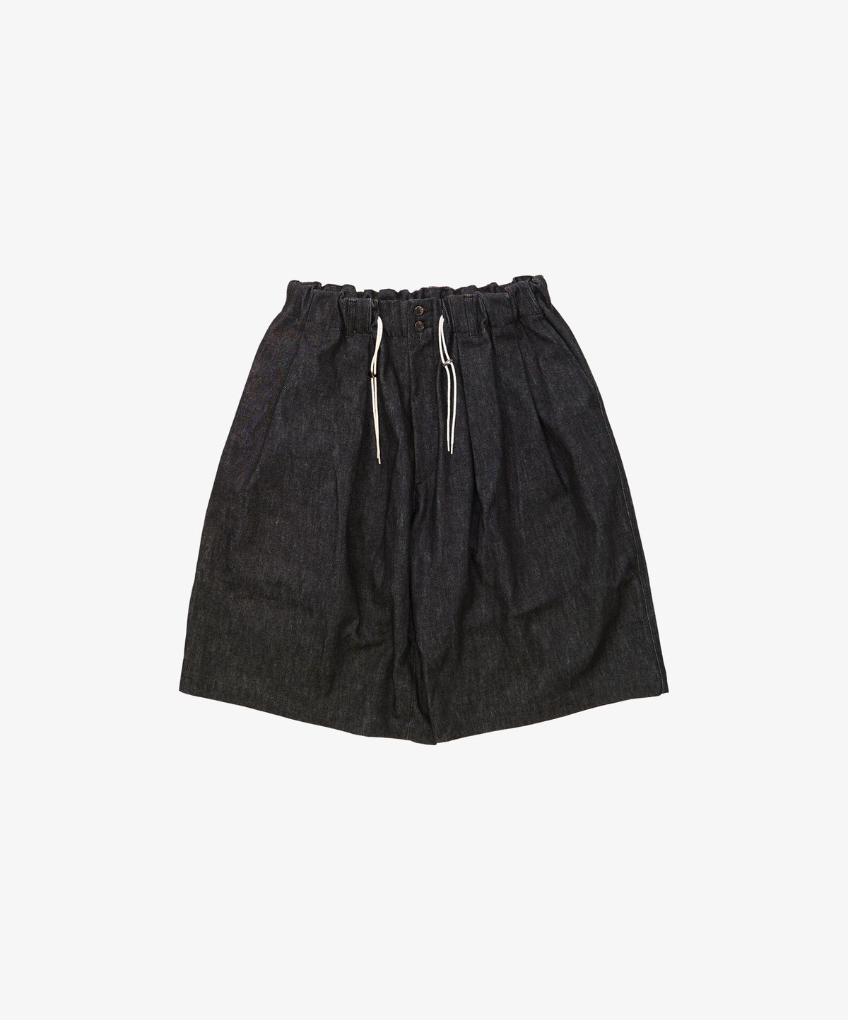 circular short pants black denim one wash