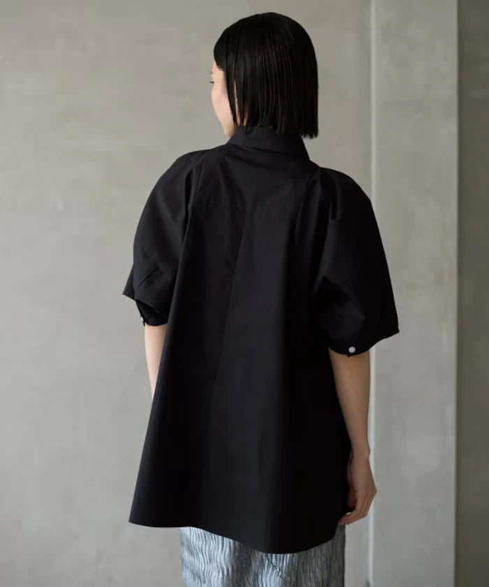 Switching Design Balloon Sleeve Shirt / 5-Minute Sleeve Blouse [Limited Edition]