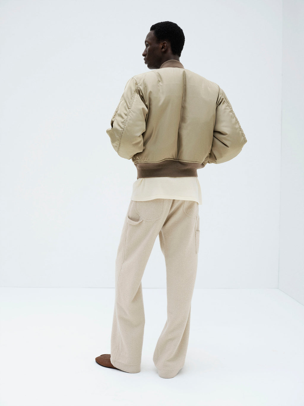 SILK TWILL FLIGHT BLOUSON / MERINO MOUTON LINING