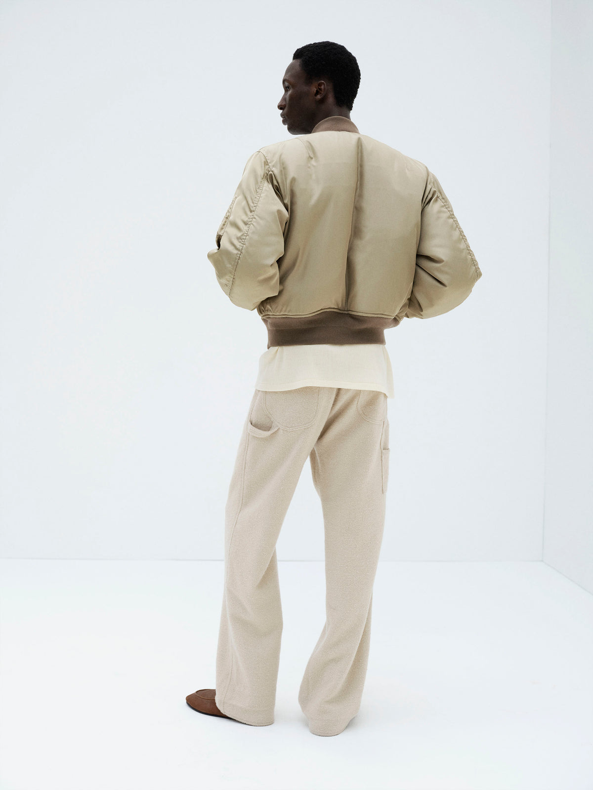 SILK TWILL FLIGHT BLOUSON / MERINO MOUTON LINING