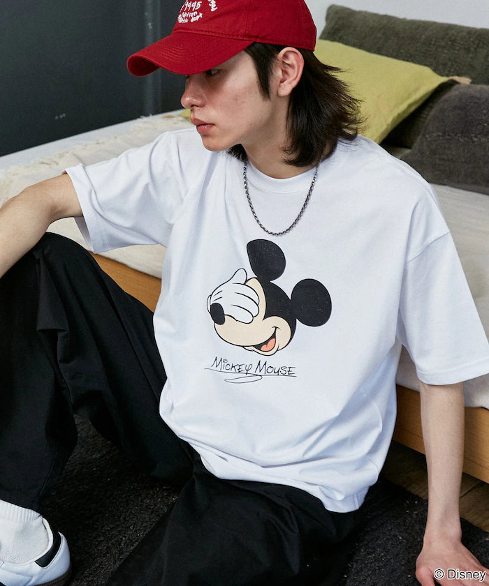 <Functional Material>Mickey Mouse Face T-Shirt Limited Edition