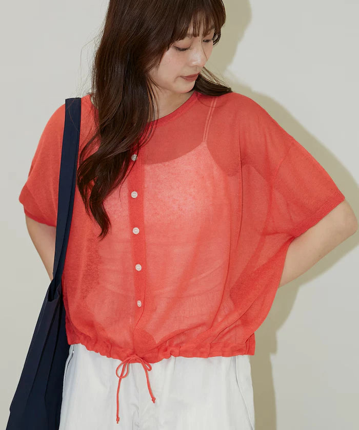 Washable Linen Hem Cord Summer Knit Cardigan Limited Edition