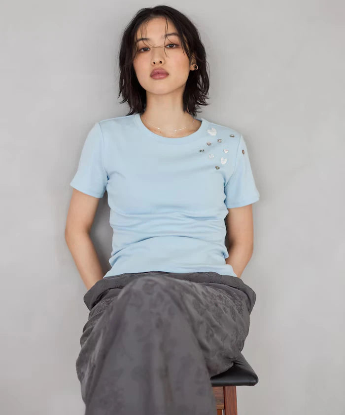 Many Button Cotton Modal Short Sleeve T-Shirt