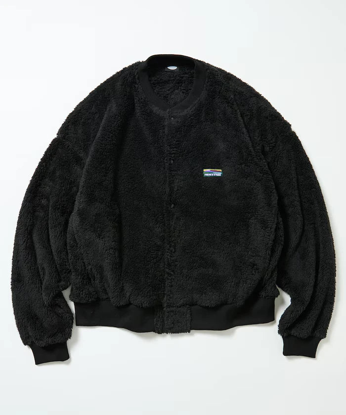 Relaxed Fit Shaggy Fleece Crew Neck Cardigan
