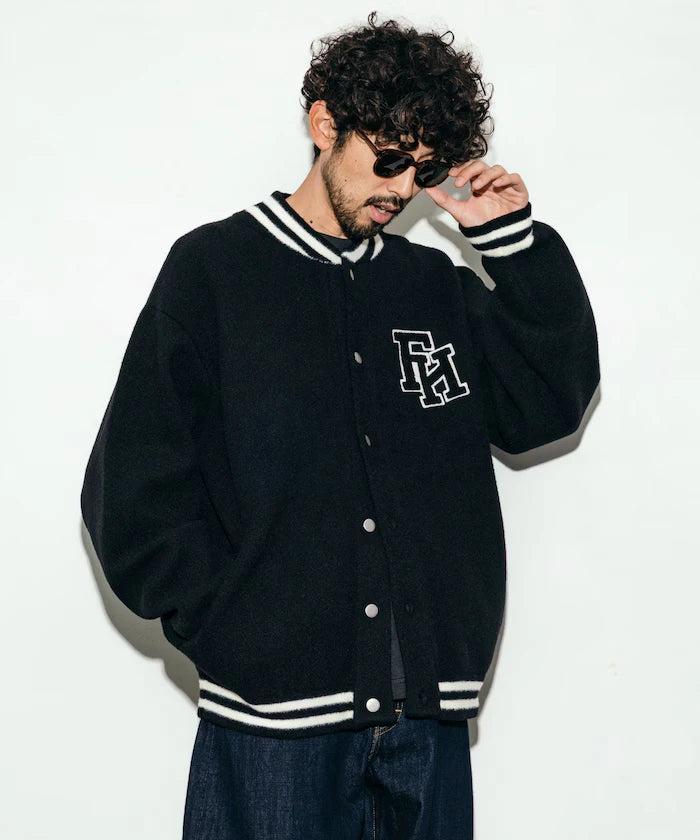 Relaxed Fit Logo Knit Varsity Jacket
