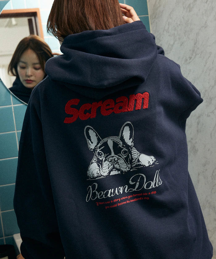 Sagara Embroidery French Bulldog Fleece-Lined Hoodie Limited Edition