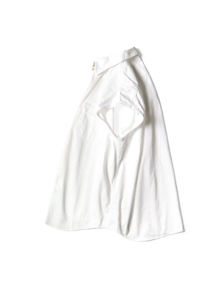 Herringbone Twill Sleeveless Zipper Work Shirt