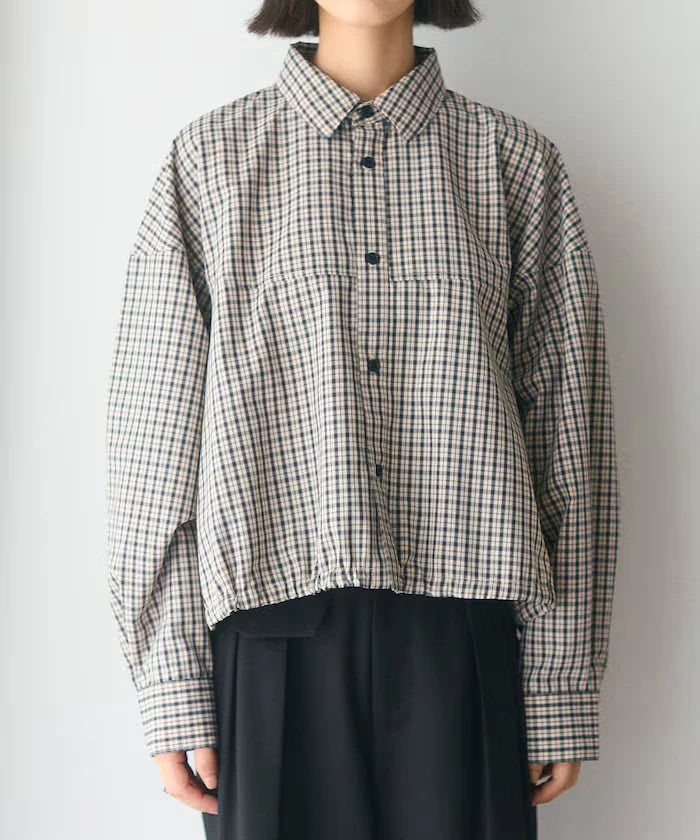 Hem Code Switch Short Length Long Sleeve Shirt