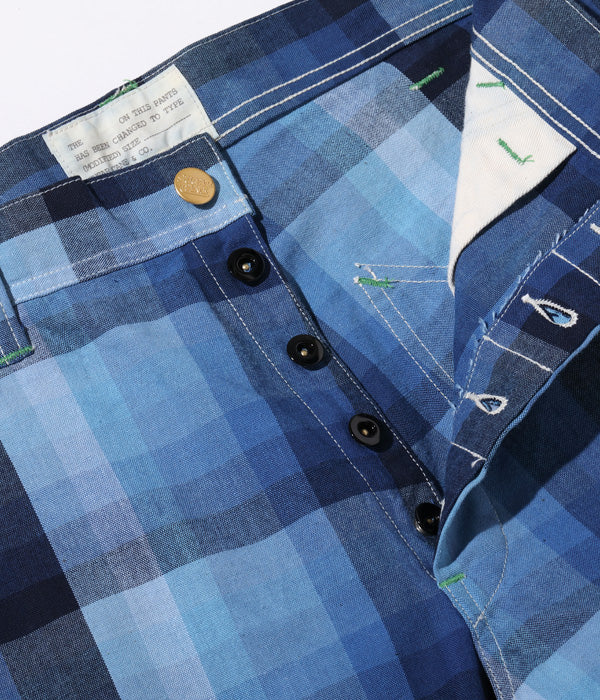 10oz. INDIGO GRADATION CHECK WORK PANTS