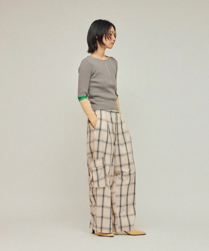 Ombre Check Easy Pants / Patch Pocket Wide Easy Pants