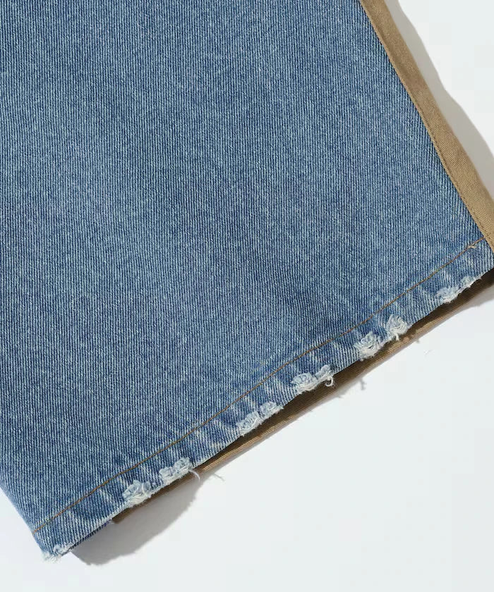 Chino Denim Docking Pants / Wide Straight Pants