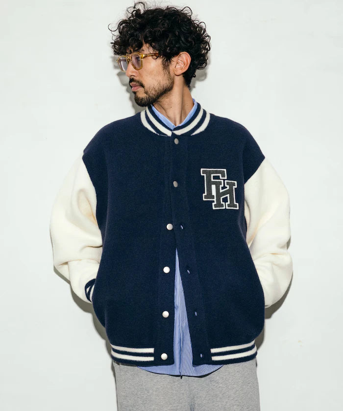 Relaxed Fit Logo Knit Varsity Jacket