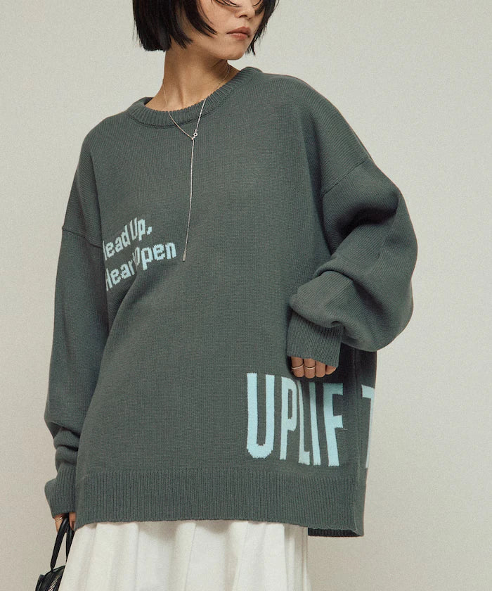 Sweat-like Lettered Knit / Jacquard Knit
