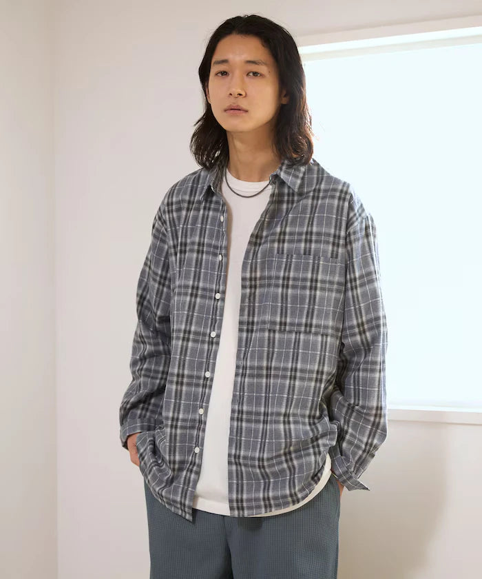 Big Silhouette Ombre Check Shirt / Long Sleeve