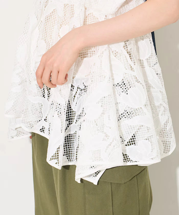 Flower Motif Batten Lace Iris Hem Camisole Top 【Limited Edition】