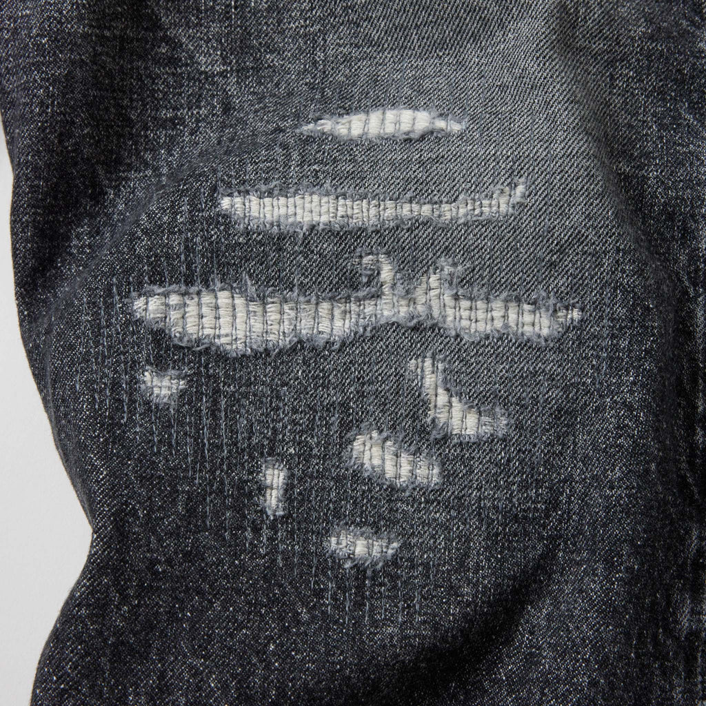 Recycled Waste Suvin Cotton Yarn 14oz. Denim 5Pocket Straight Pants Vintage Washed (Zipper Fly)