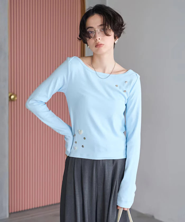Many Button Cotton Modal Long Sleeve T-Shirt