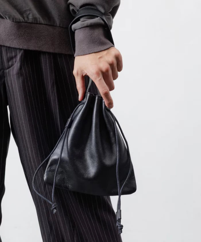 Drawstring Leather Handbag