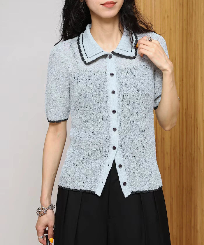 Color Embroidered Polo Collar Cardigan [Limited Edition]