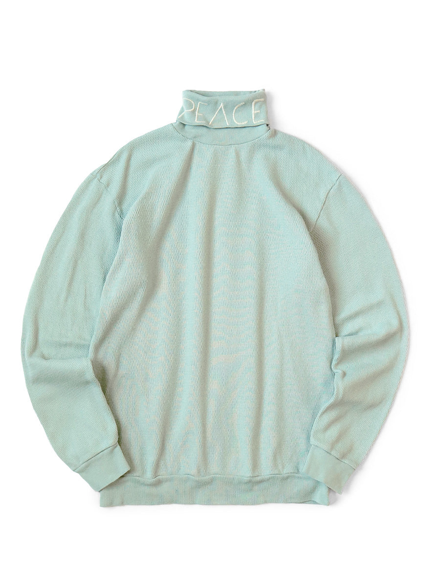 Waffle Jersey High Neck Long T (PEACE Embroidery)