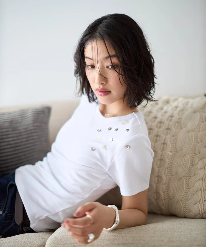Many Button Cotton Modal Short Sleeve T-Shirt