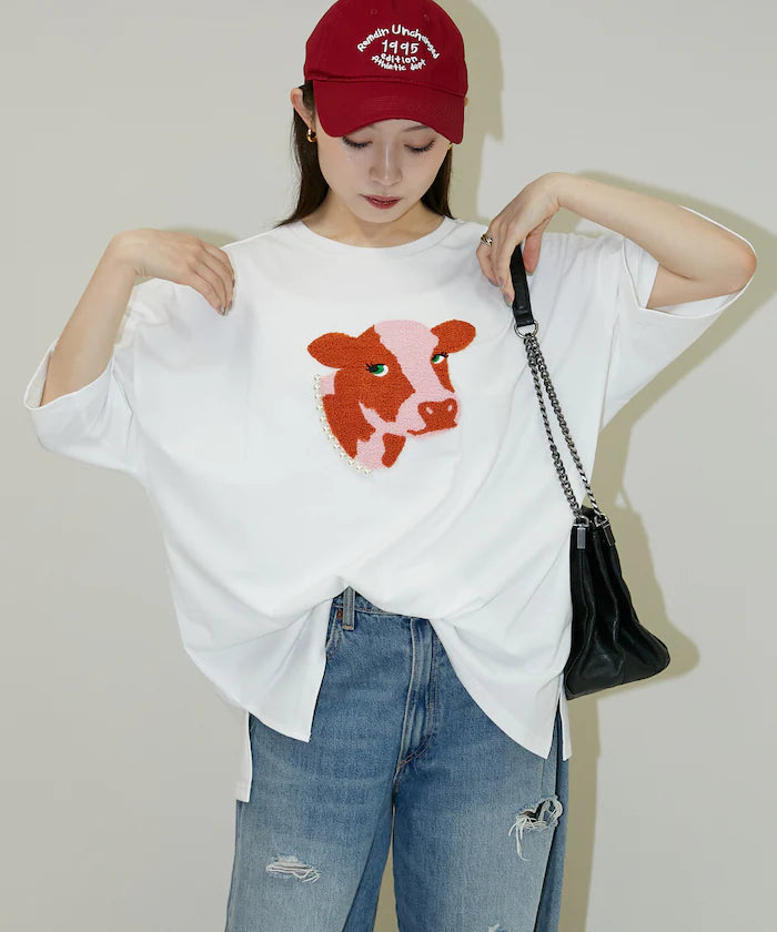 Big T-shirt with Pearl and Sagara Embroidery - Limited Edition