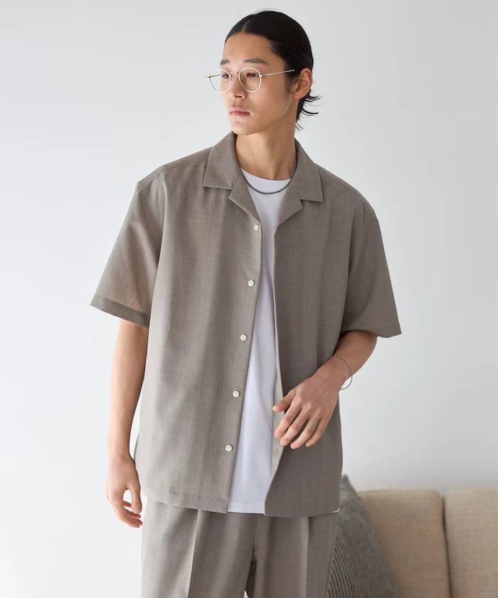 Functional Material Open Collar Short Sleeve Shirt Set 3 Piece Set / Washable / UV Cut / Quick Dry / Cooling Touch