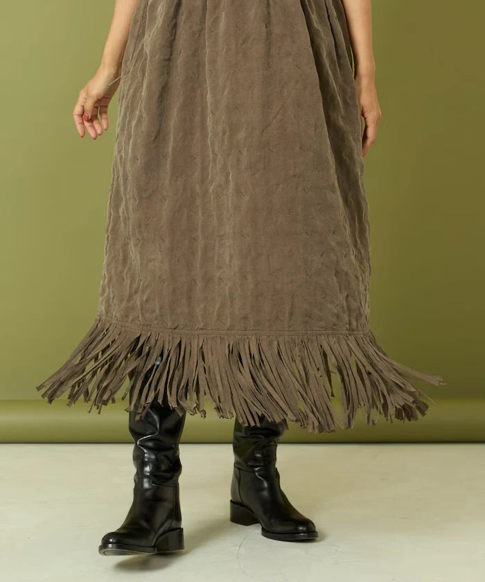 Fade-Processed Fringe Mini Dress