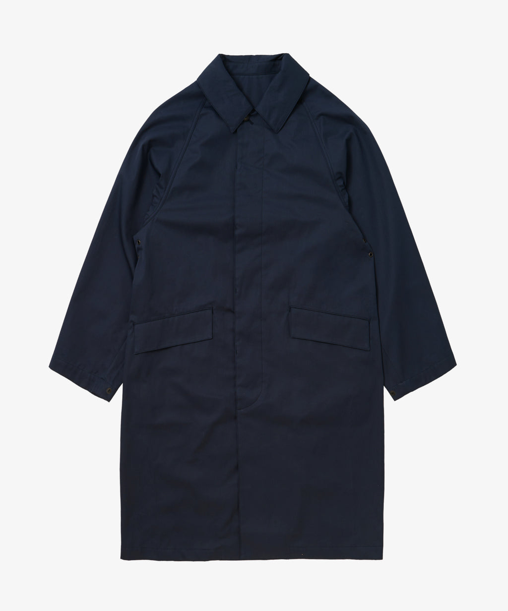 balmacaan coat gabardine navy