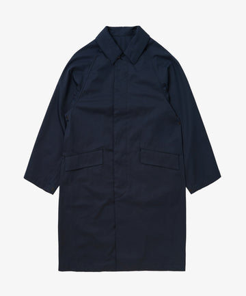 balmacaan coat gabardine navy
