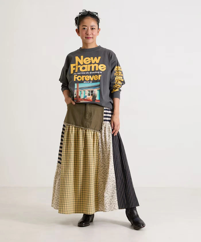 Flower & Check Docking Skirt