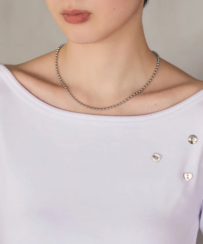Many Button Cotton Modal Long Sleeve T-Shirt