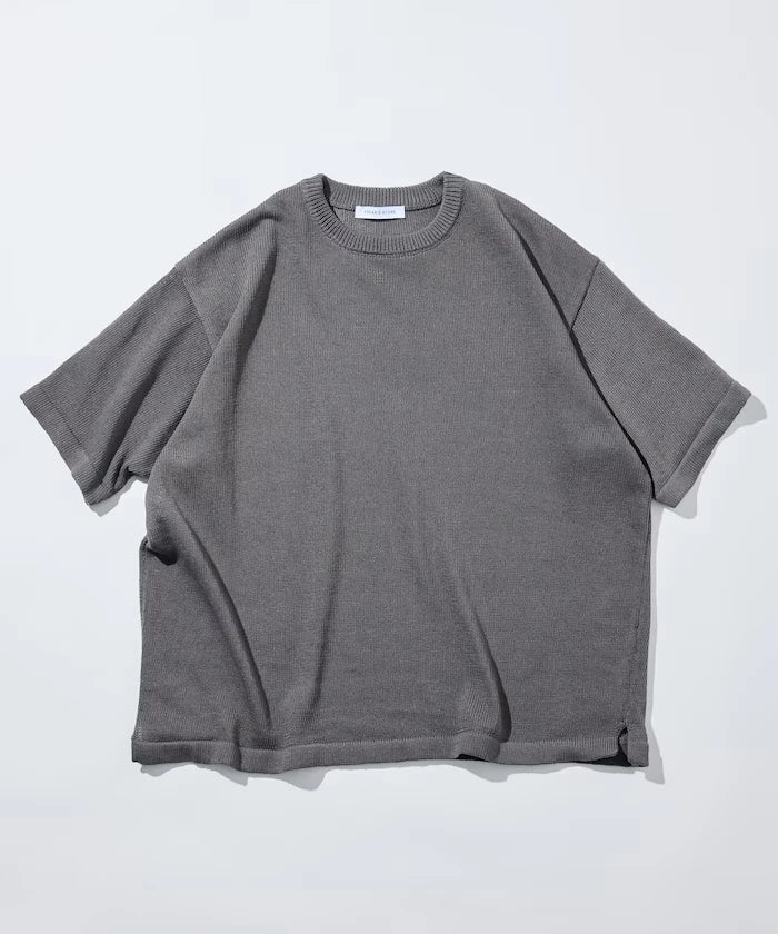 Sheer Knit & Cotton T-Shirt Layered Set