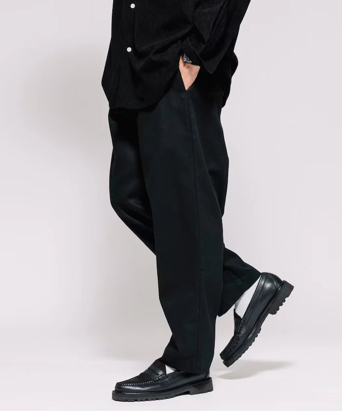 Wide Silhouette Drawstring Chino Pants / Tapered Silhouette Easy Chino Pants