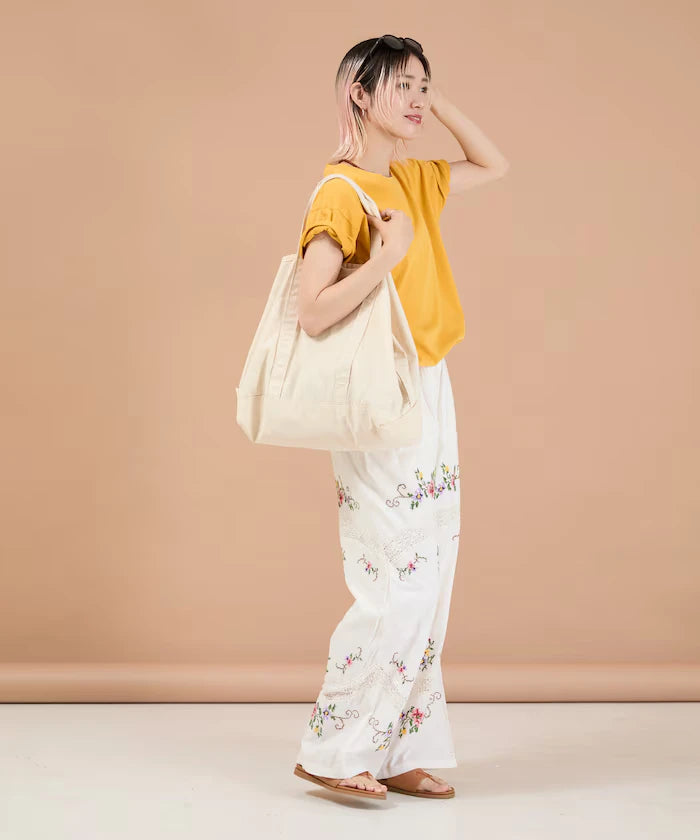 India Flower Cross Embroidery Lace Pants