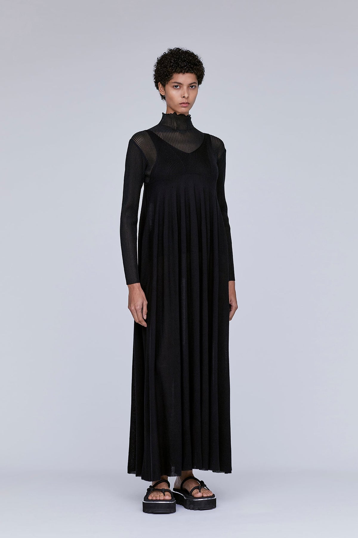 SILK RIVULET STRAP BUST FLARE DRESS