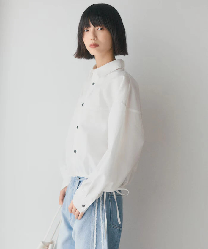 Hem Code Switch Short Length Long Sleeve Shirt
