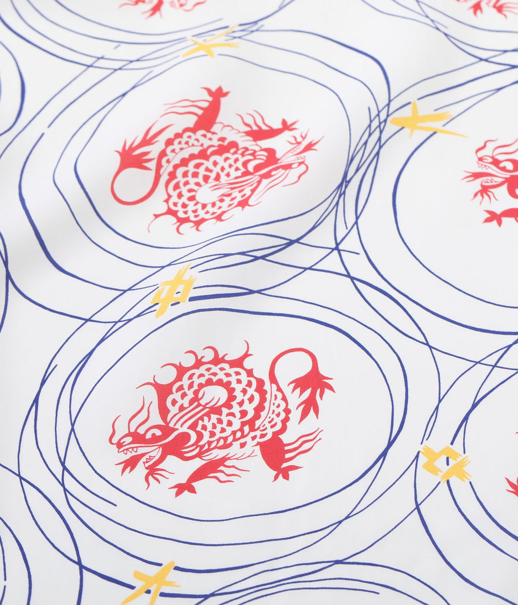 Rayon Hawaiian Shirt "Dragon Grid"