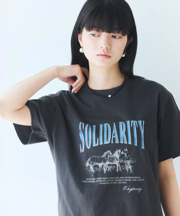 Comfortable Logo Horse Print Crew Neck T-Shirt