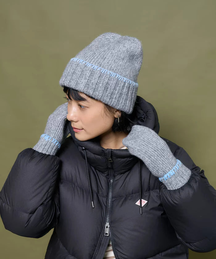 Color Block Blanket Stitch Knit Cap