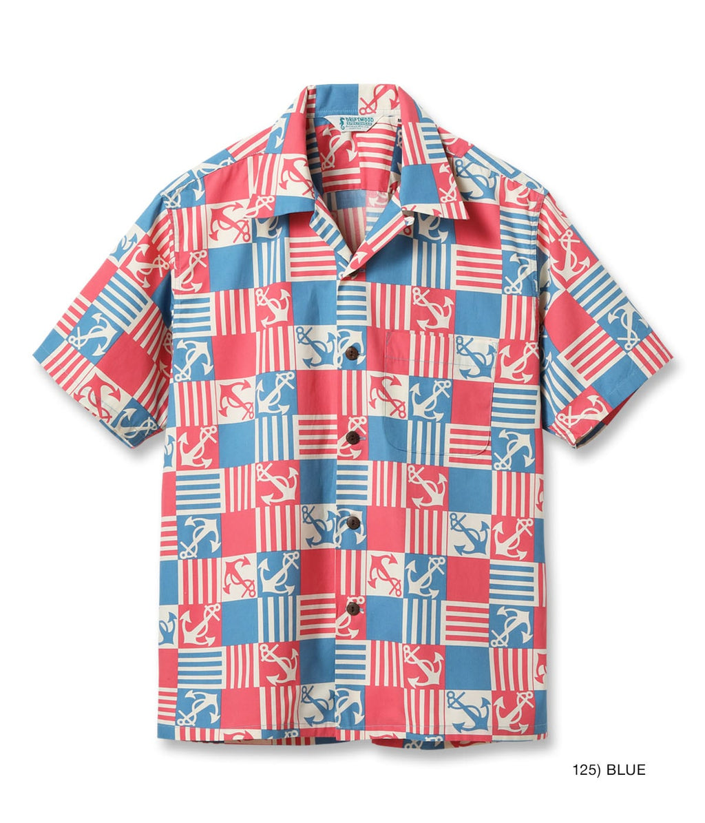 COTTON BROAD OPEN SHIRT “ANCHOR SQUARES”
