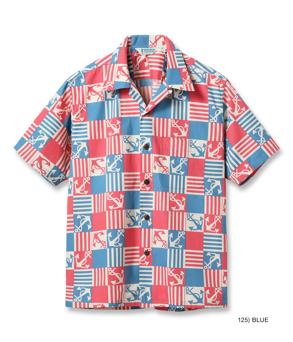 COTTON BROAD OPEN SHIRT “ANCHOR SQUARES”