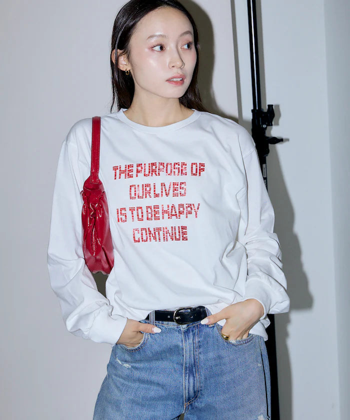 Box Logo Bead Embroidery Big Silhouette Long Sleeve T-Shirt Limited Edition